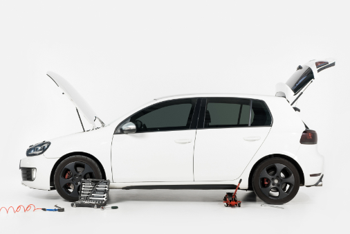 white volkswagen side profile